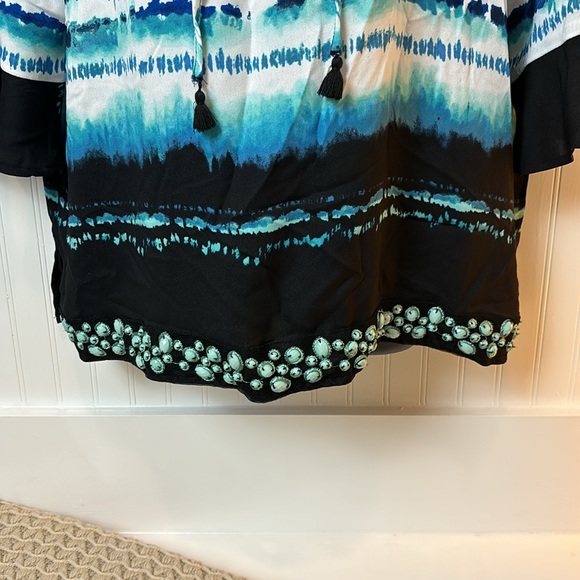 Rafaella Blue Studded Blouse - Picture 4 of 7